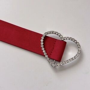 H&M crystal heart buckle red belt S